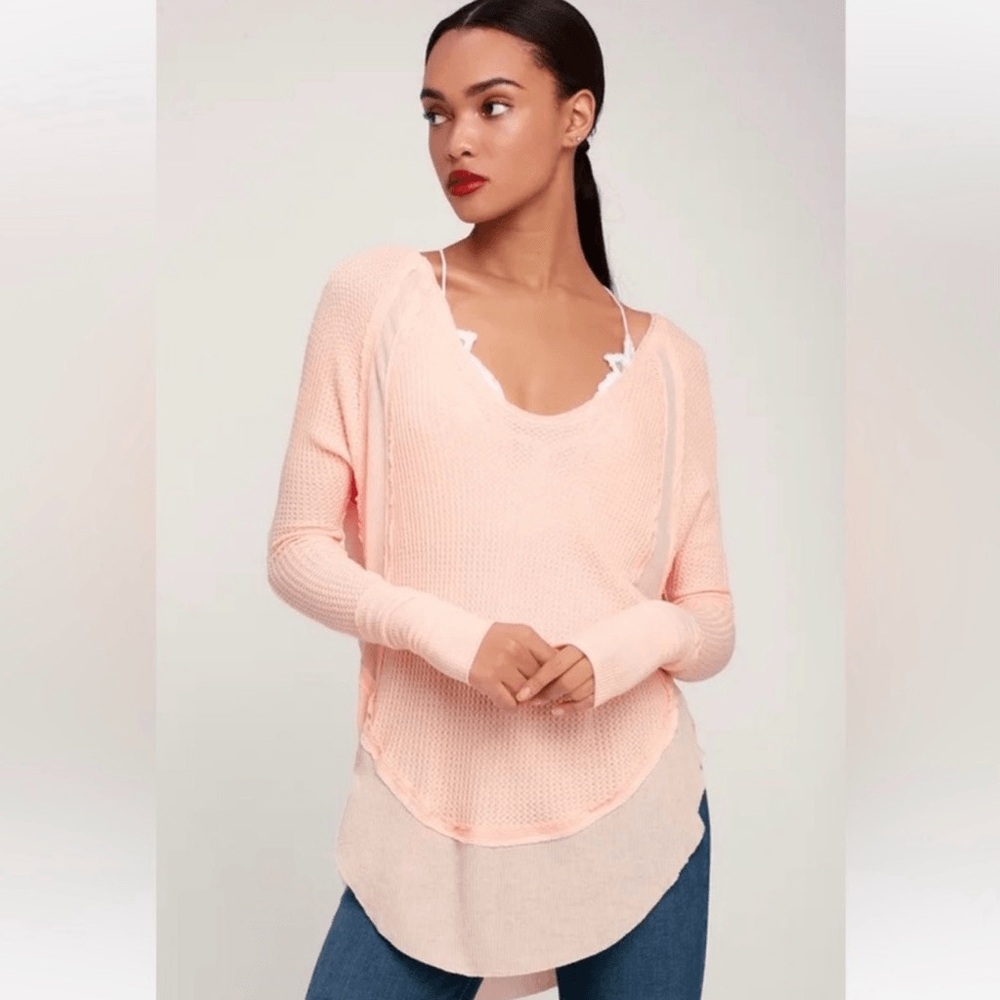 Free People We The Free Catalina lightweight thermal long sleeve Blush  pink